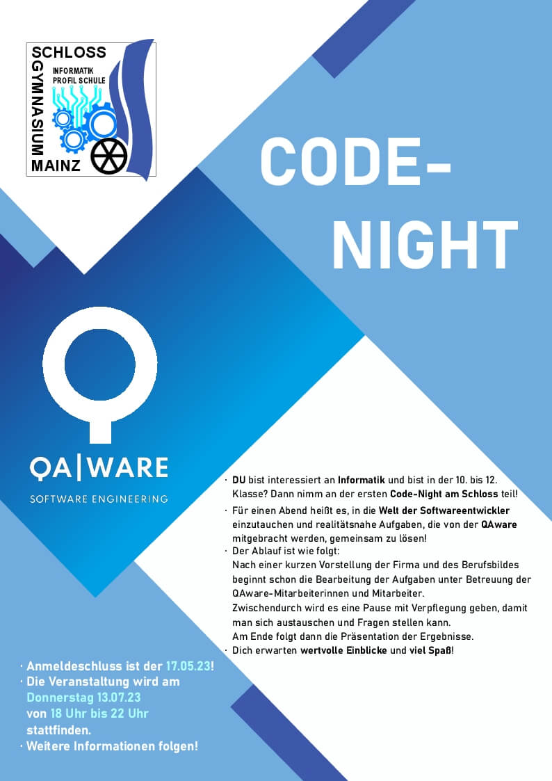 Featured image for “13.7.23 | Erste Code-Night am Schlossgymnasium”